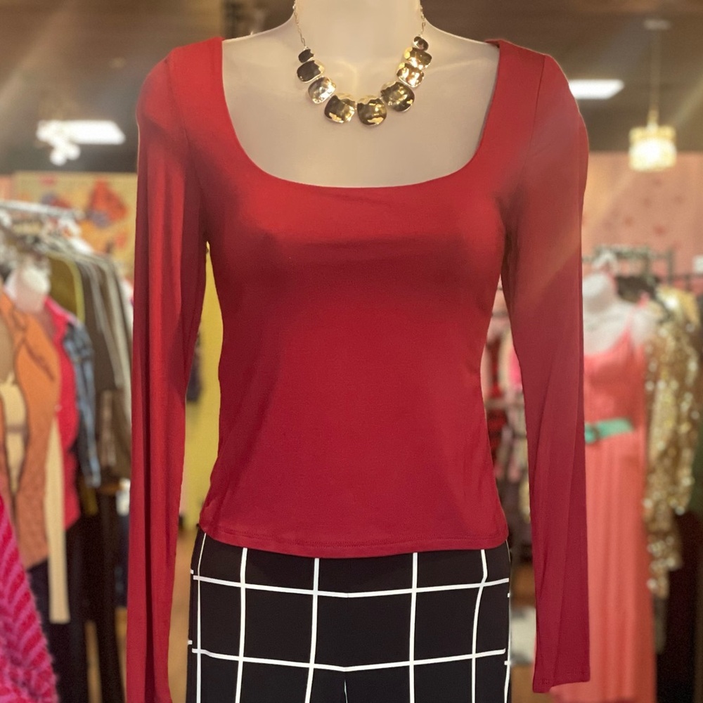 Final Touch Bold Red Long Sleeve Top